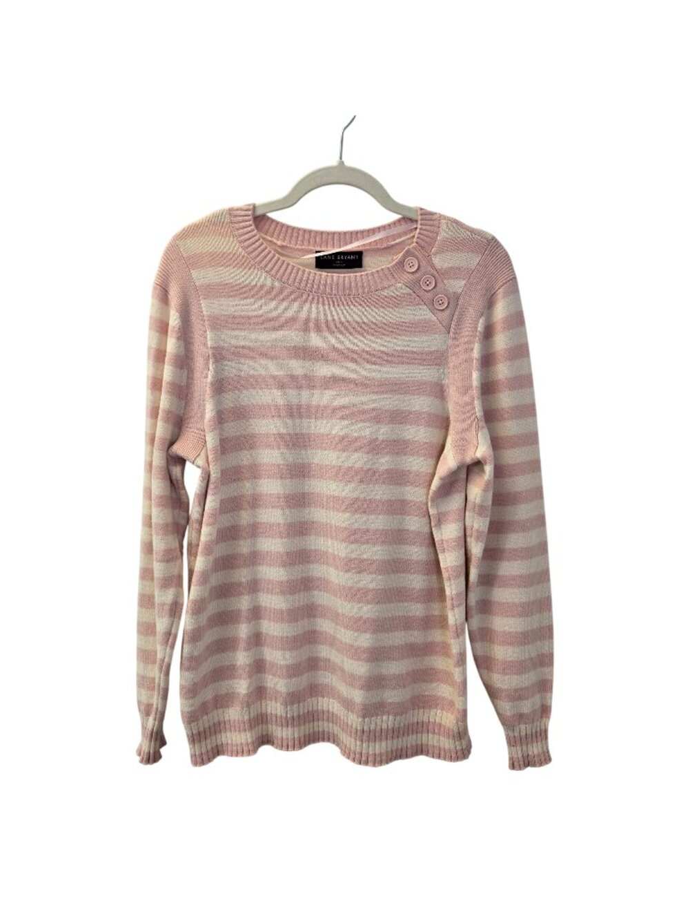 Lane Bryant Striped Button Embellished Crewneck Sweater Size 14/16